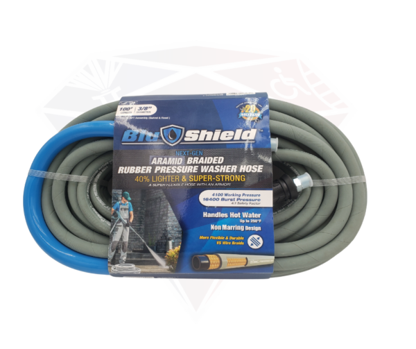 Blushield Aramid Braided 3/8" Rubber Pressure Washer Hose, 4100 PSI, Heavy Duty